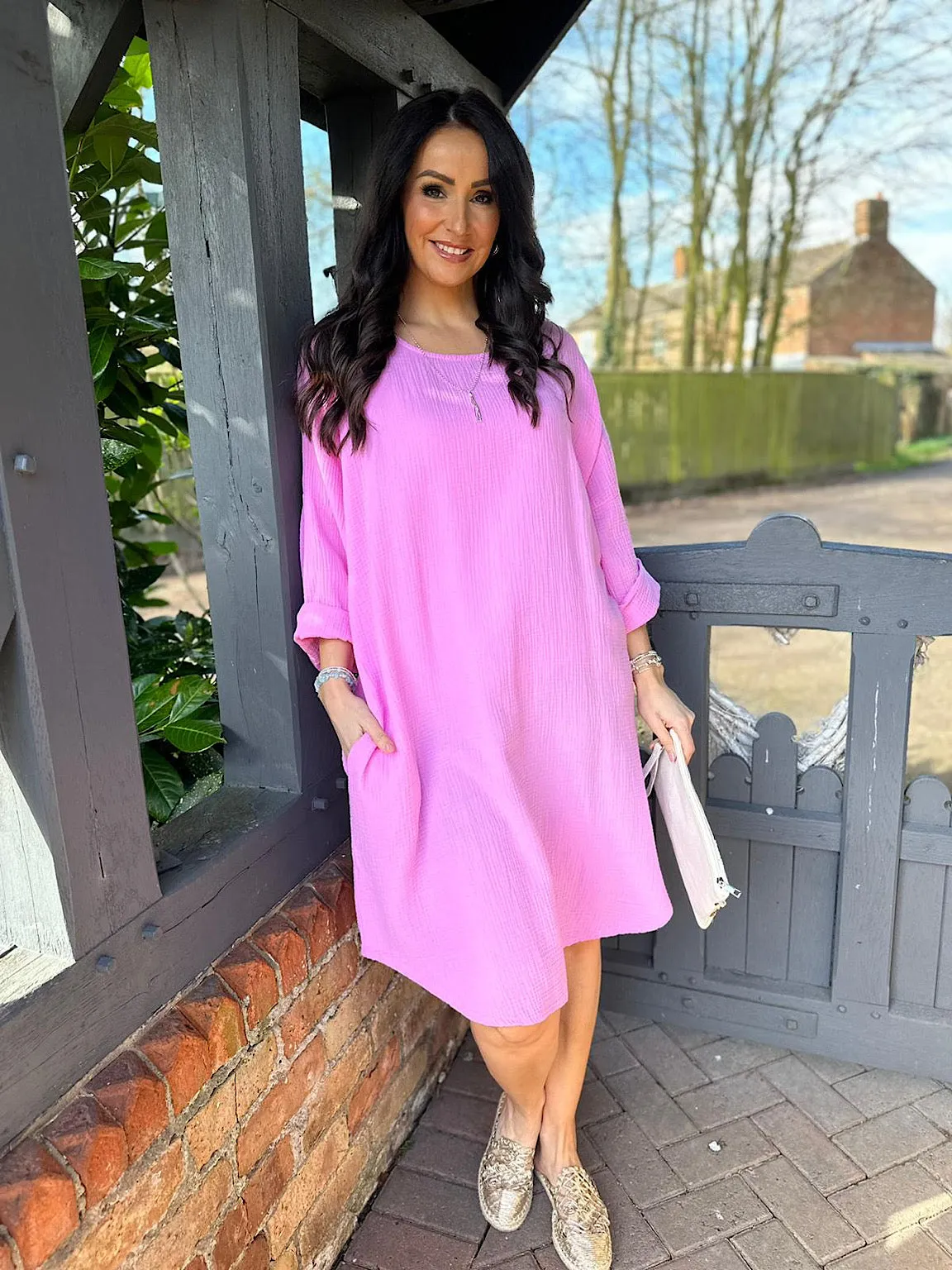 Pink Bubble Cotton Pocket Dress Samantha