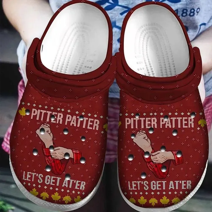 Pitter Patter Let’s Get At Er Ugly Pattern Christmas Crocs Crocband Clog Shoes For Men Women