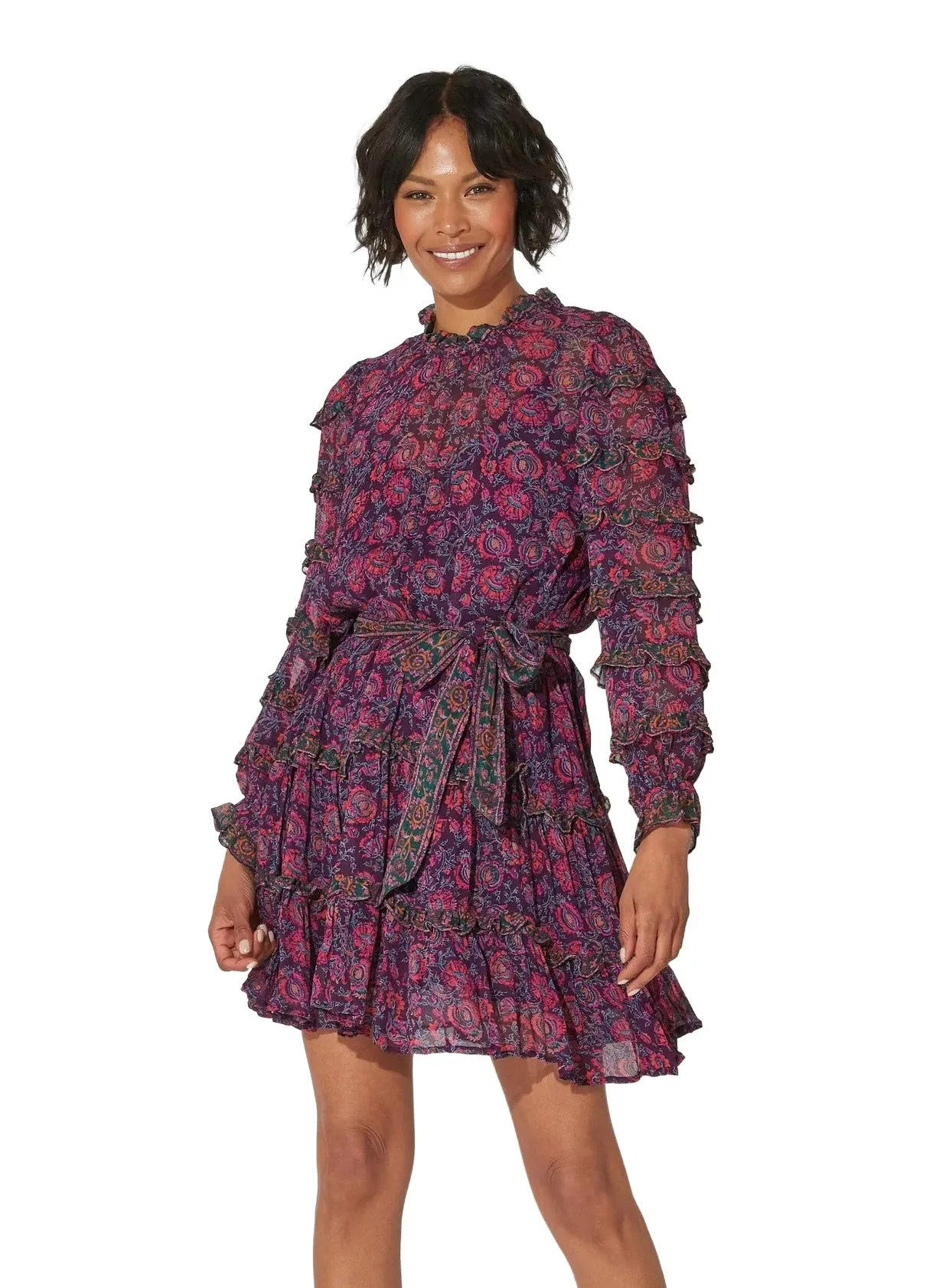 Rosalia Mini Dress- Bordeaux Floral