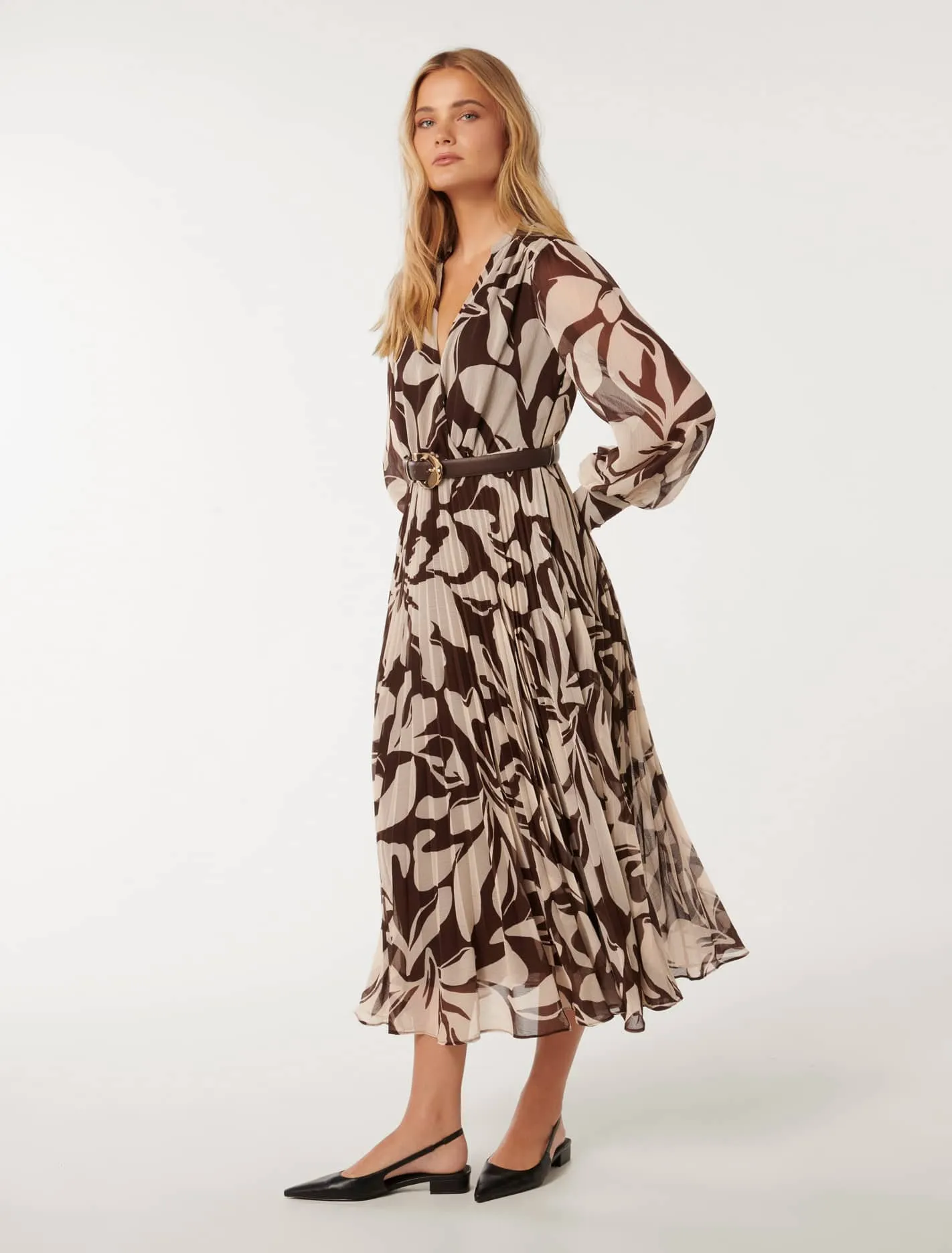 Saskia Pleat Wrap Midi Dress