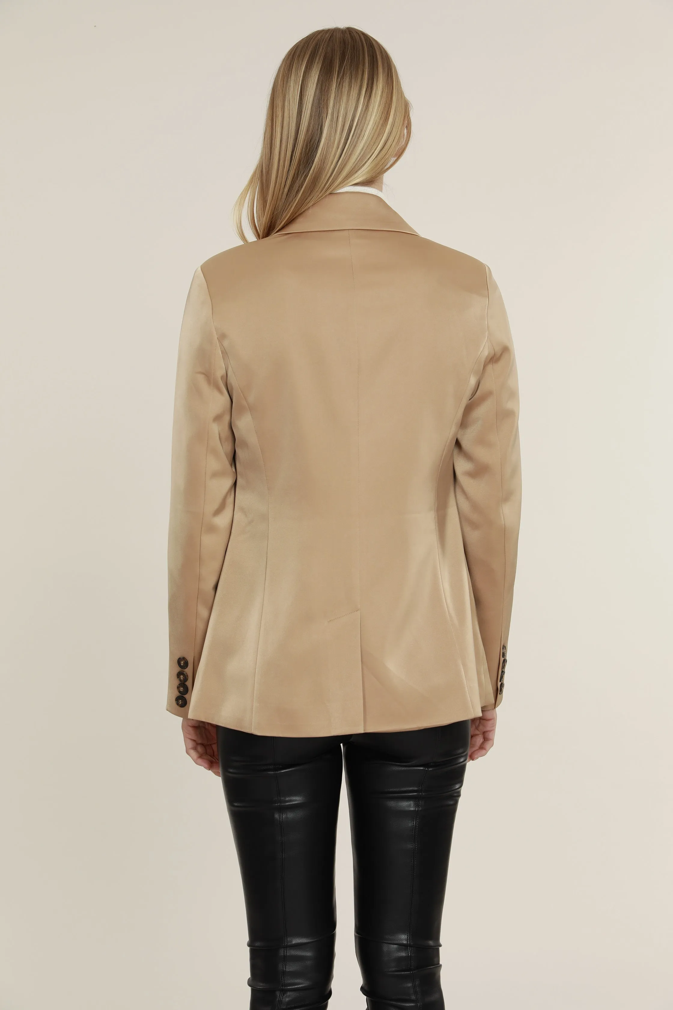 Satin One Button Blazer