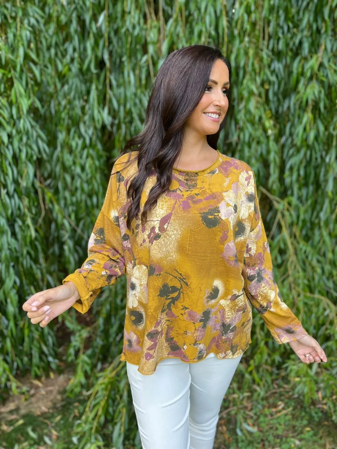 Sequin Shoulder Floral Top Miami