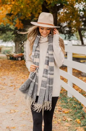 Setting Off Sparks Aztec Blanket Scarf- Charcoal