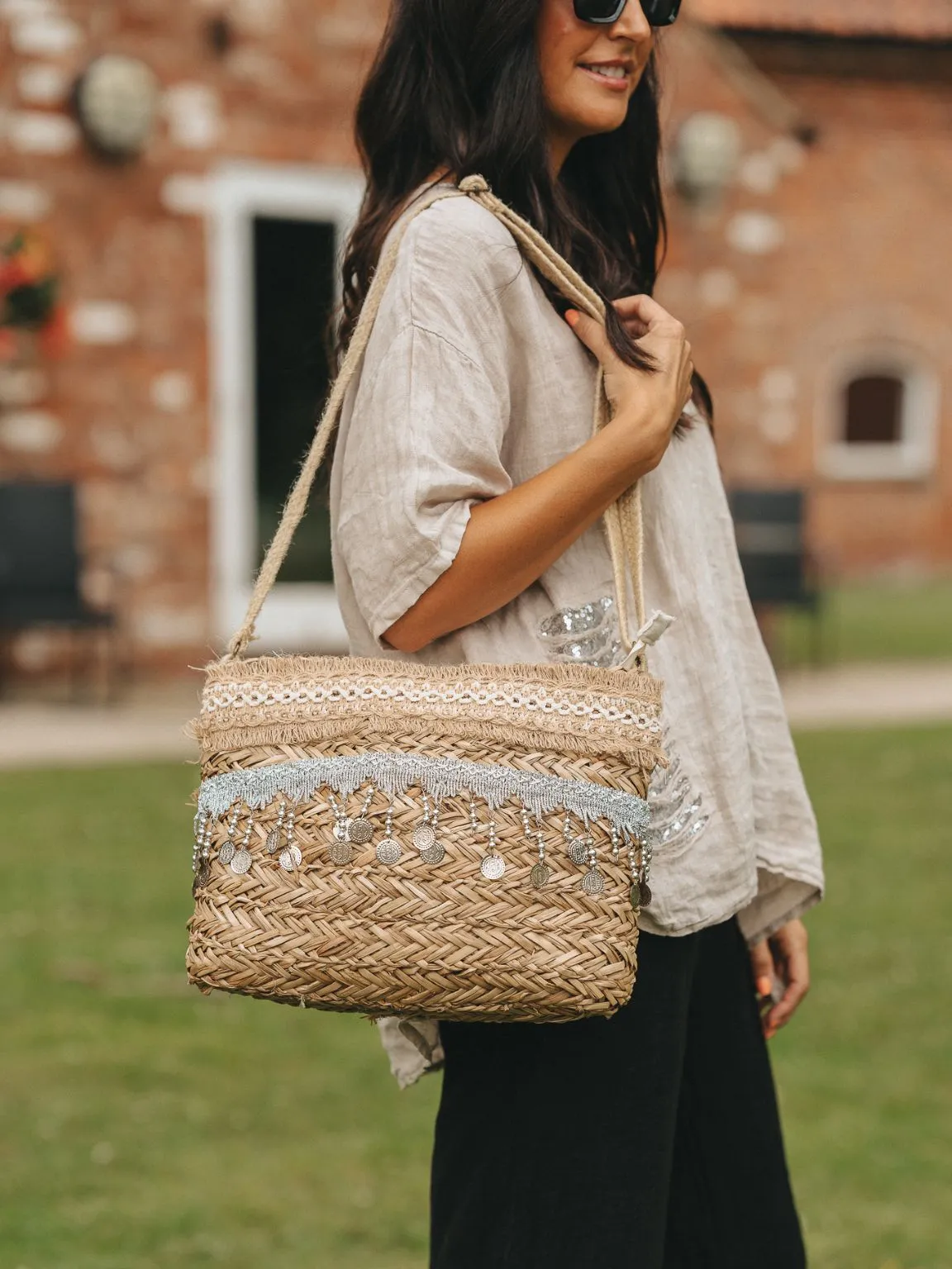 Shimmer Straw Bag