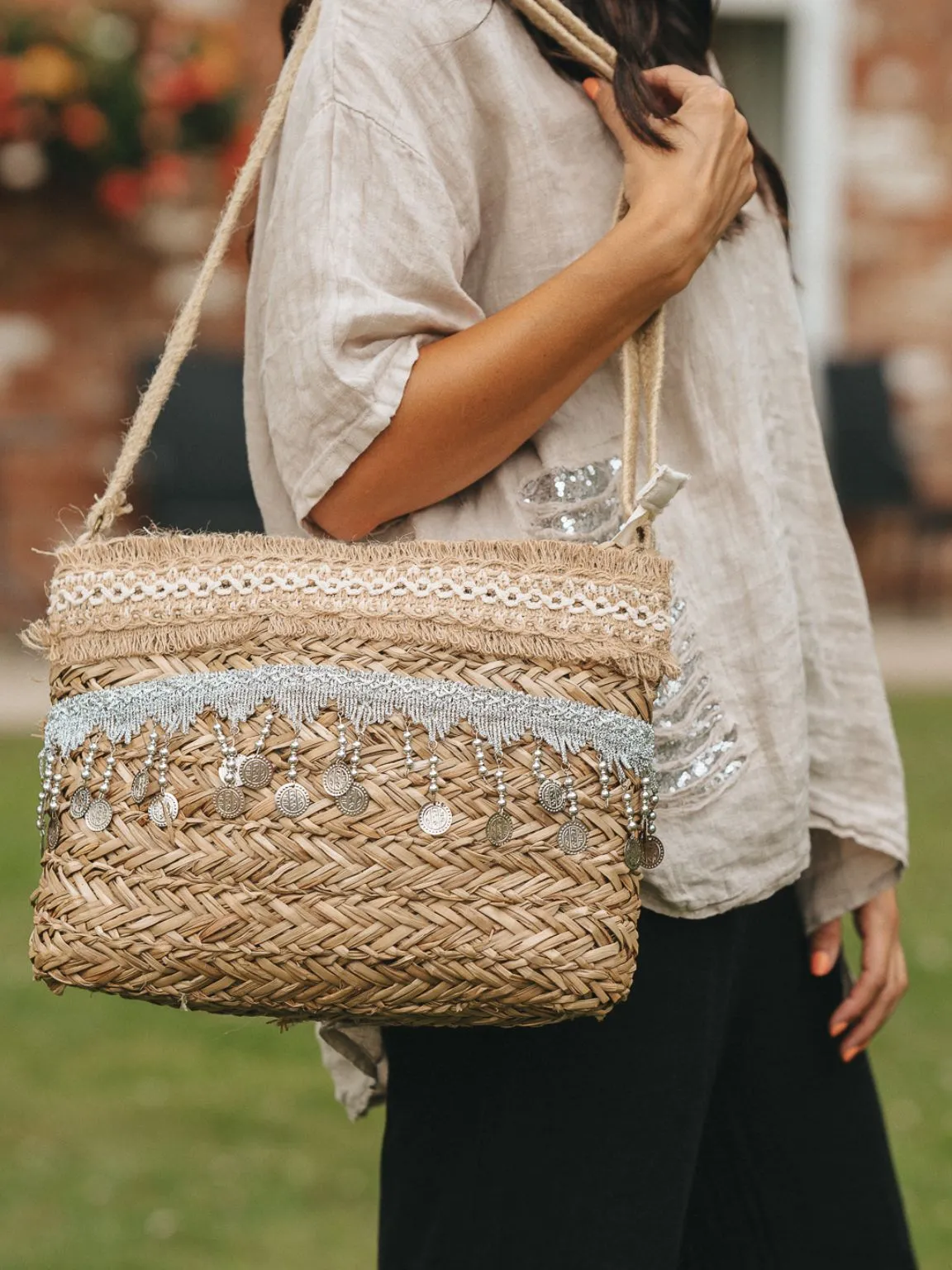 Shimmer Straw Bag