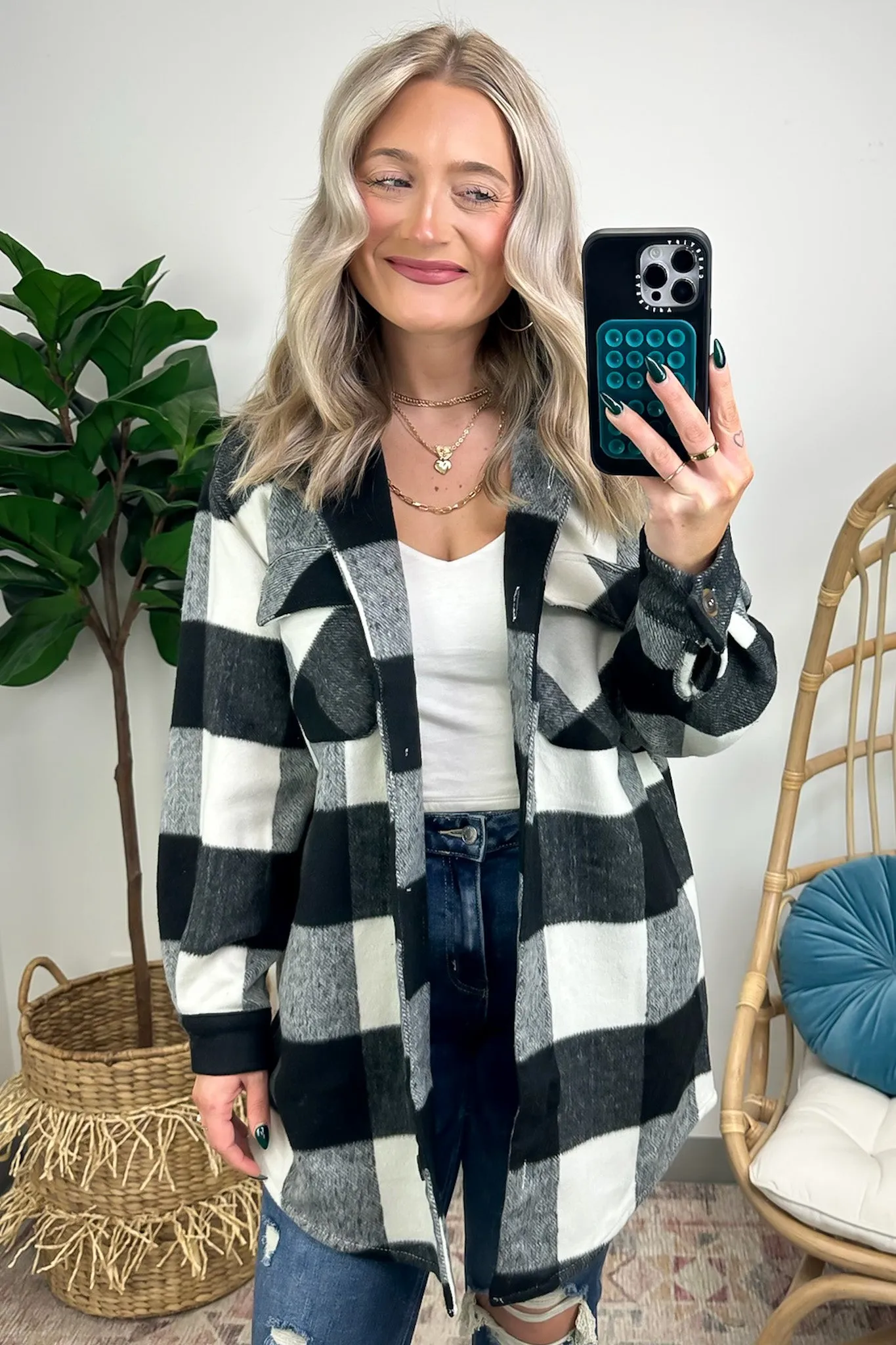 Shyanne Buffalo Plaid Button Down Shacket - FINAL SALE