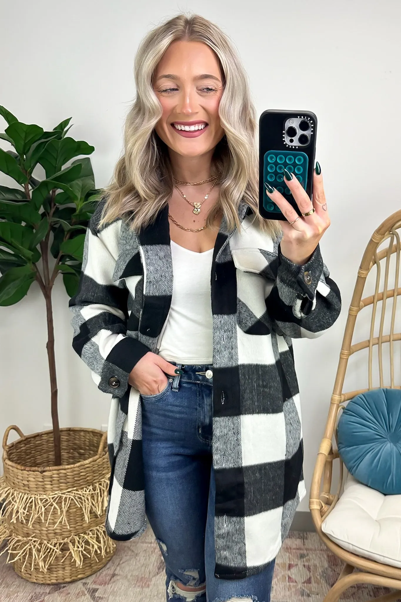 Shyanne Buffalo Plaid Button Down Shacket - FINAL SALE