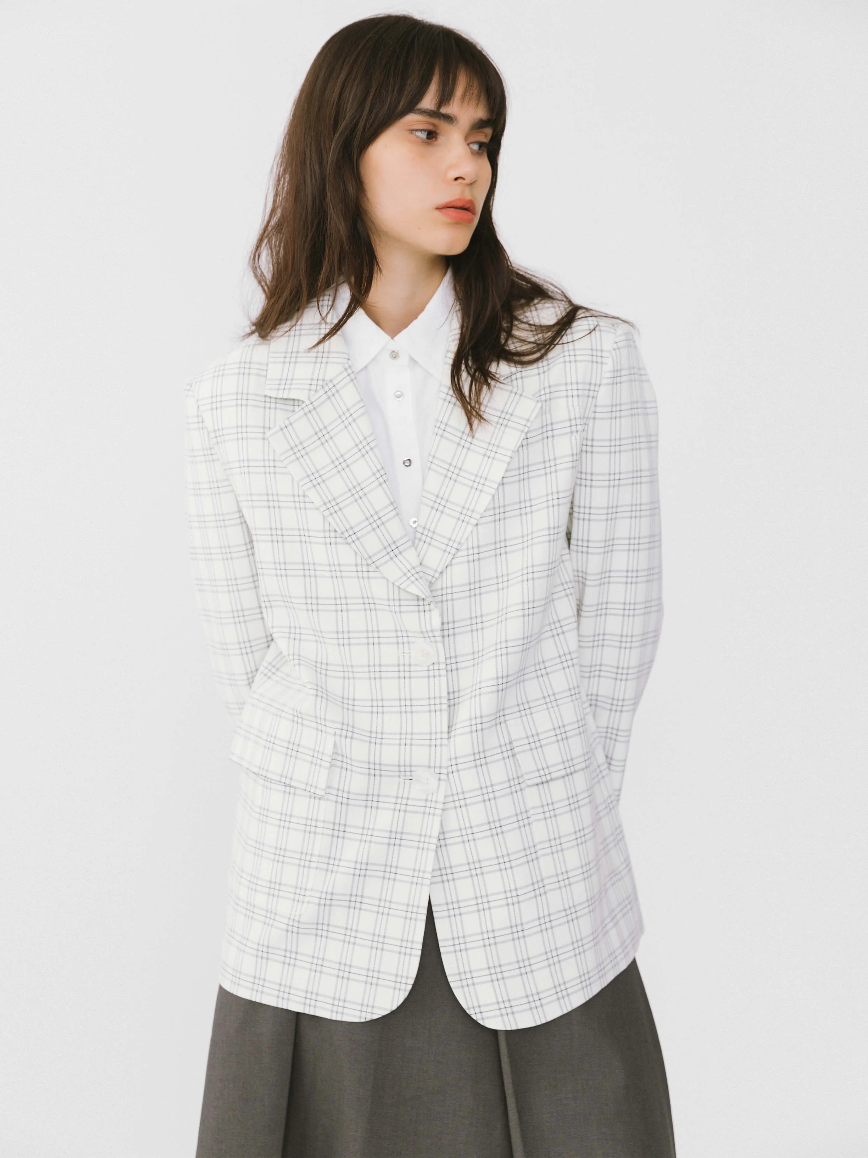 Single Breasted Plaid Oversized Blazer