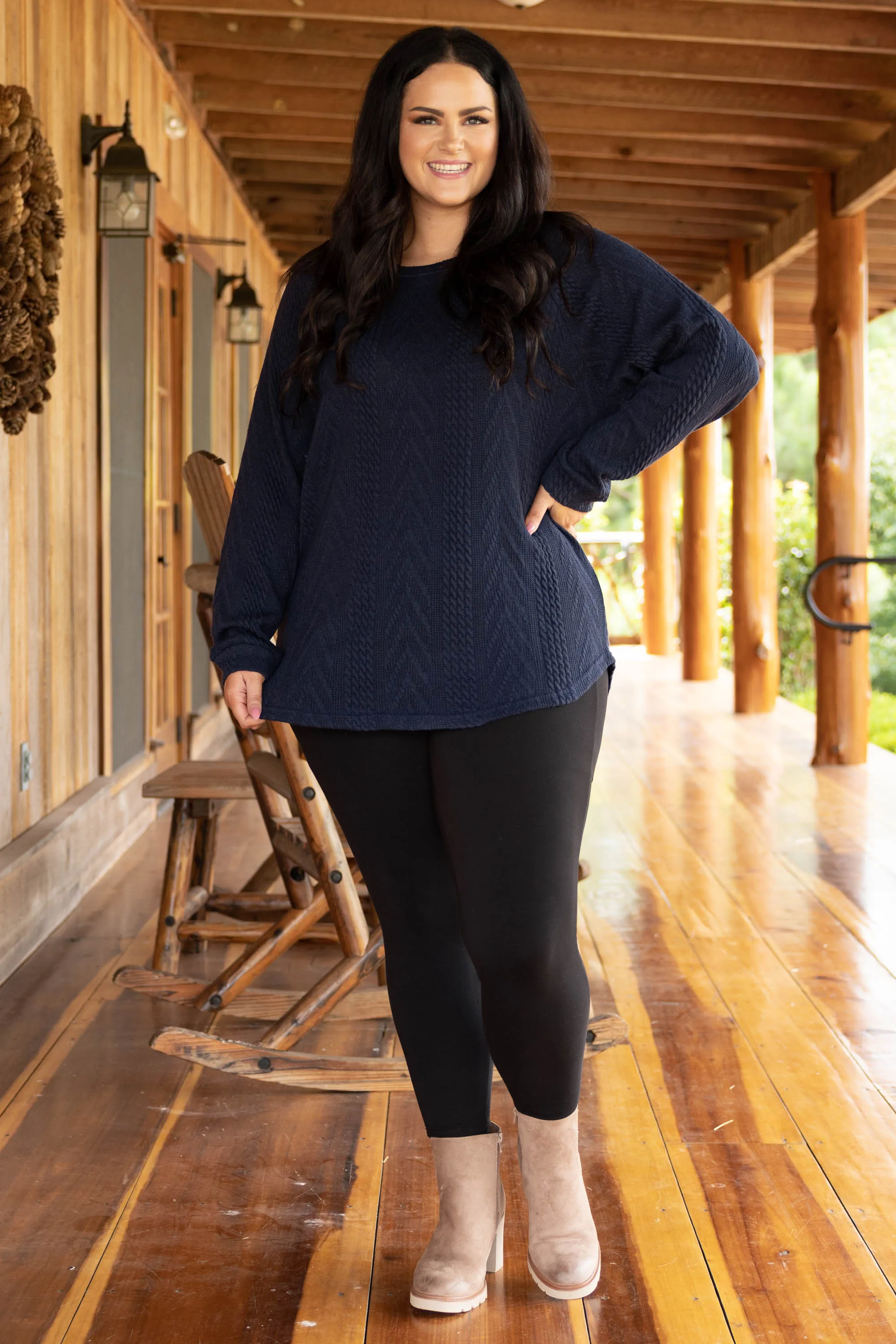 Slouchy Cableknit, Navy