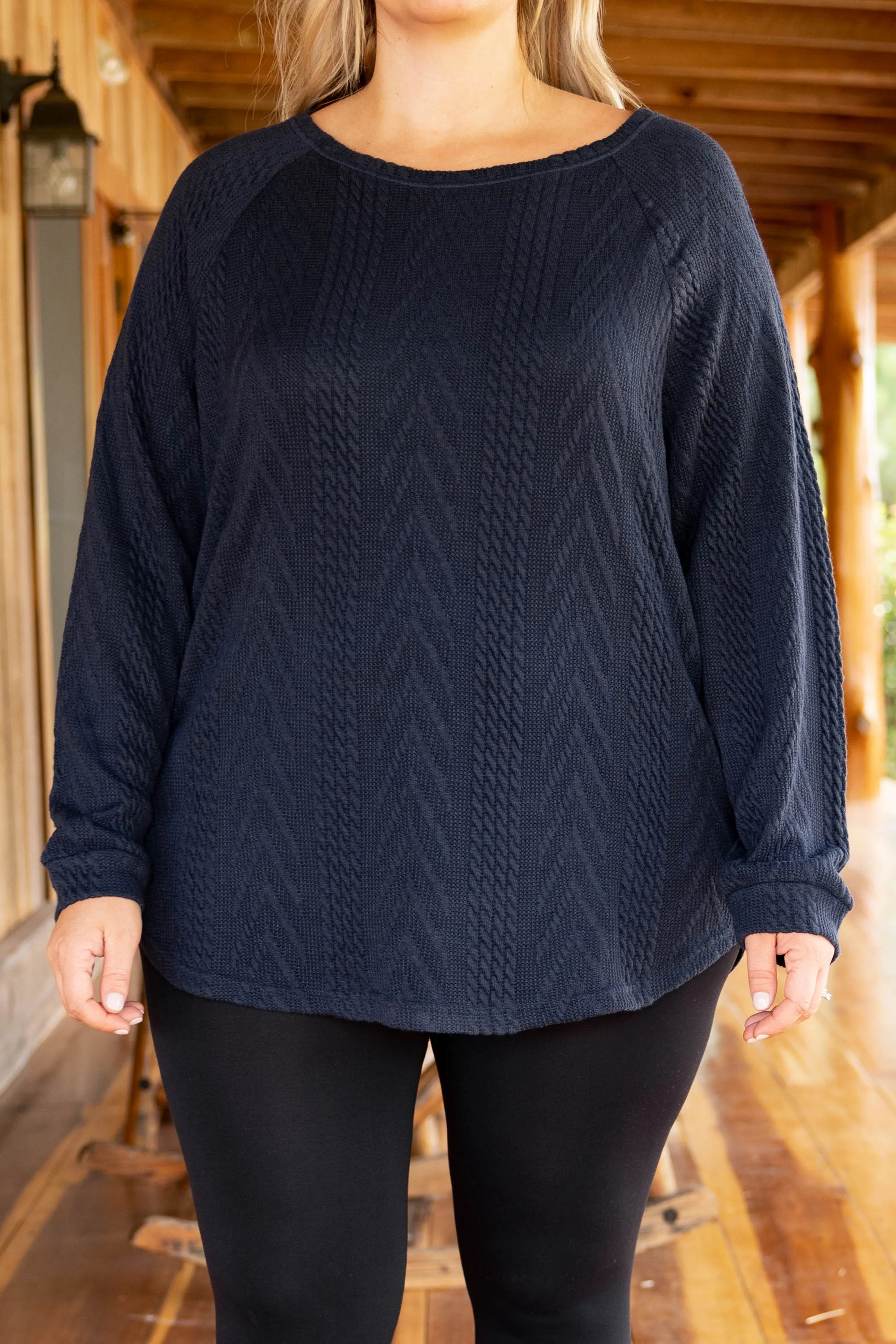 Slouchy Cableknit, Navy