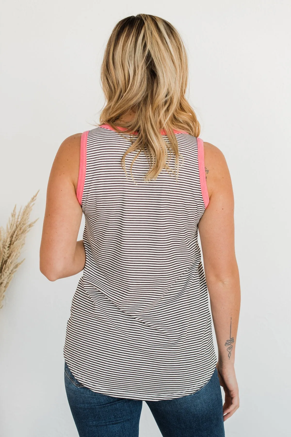 Slowing Down Time Striped Tank Top- Black & Ivory