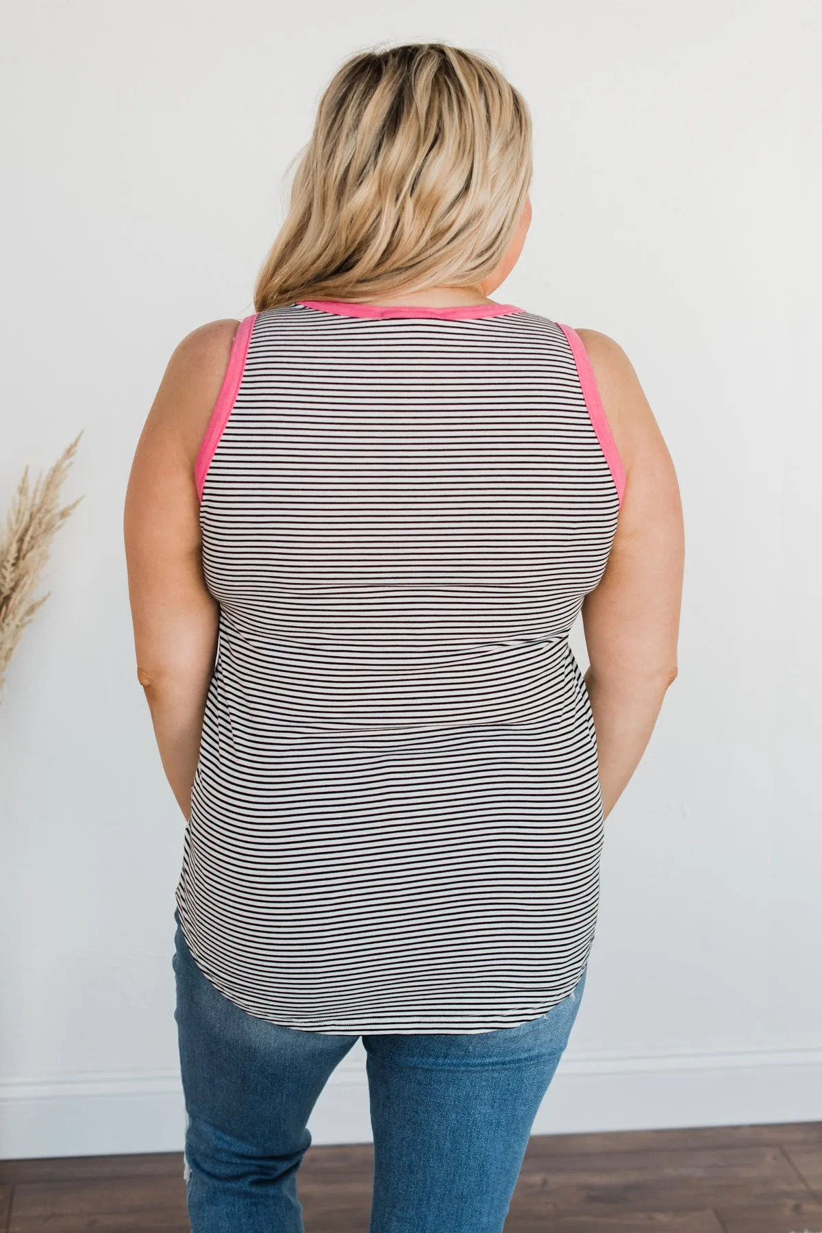 Slowing Down Time Striped Tank Top- Black & Ivory