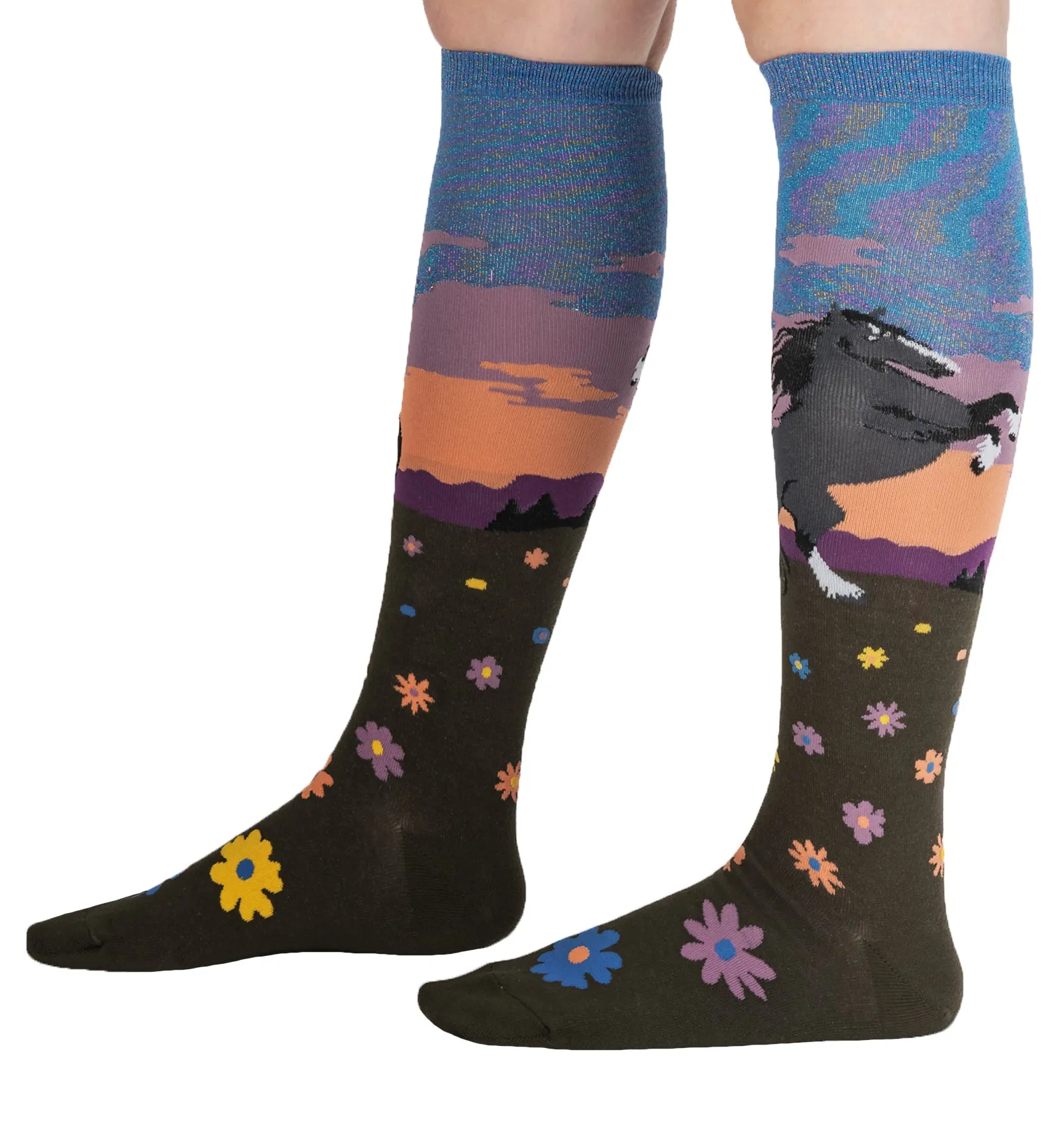 SOCK it to me Unisex Knee High Socks (Prints) - Black Beauty