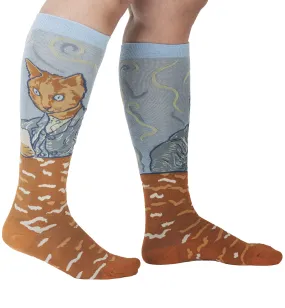 SOCK it to me Unisex Knee High Socks (Prints) - Cat Van Gogh, A Selfie Portrait