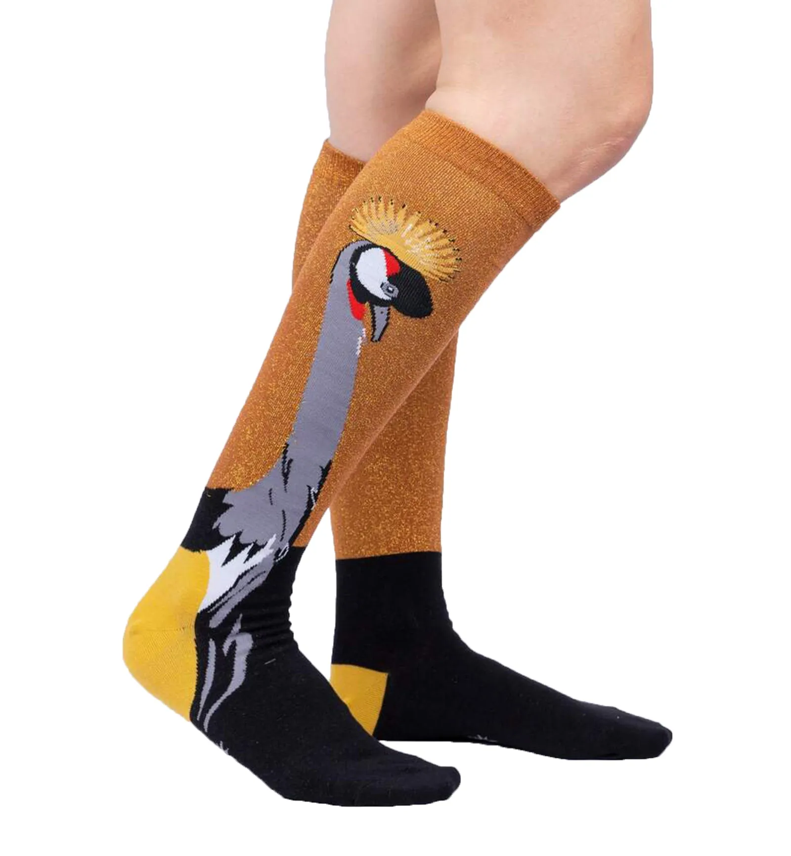 SOCK it to me Unisex Knee High Socks (Prints) - Crowned Crane