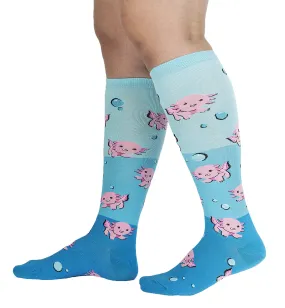 SOCK it to me Unisex Knee High Socks (Prints) - Dancing Axolotl