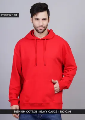 Solid Men Drop Shoulder Premium Terry Hoodie - Candy Red