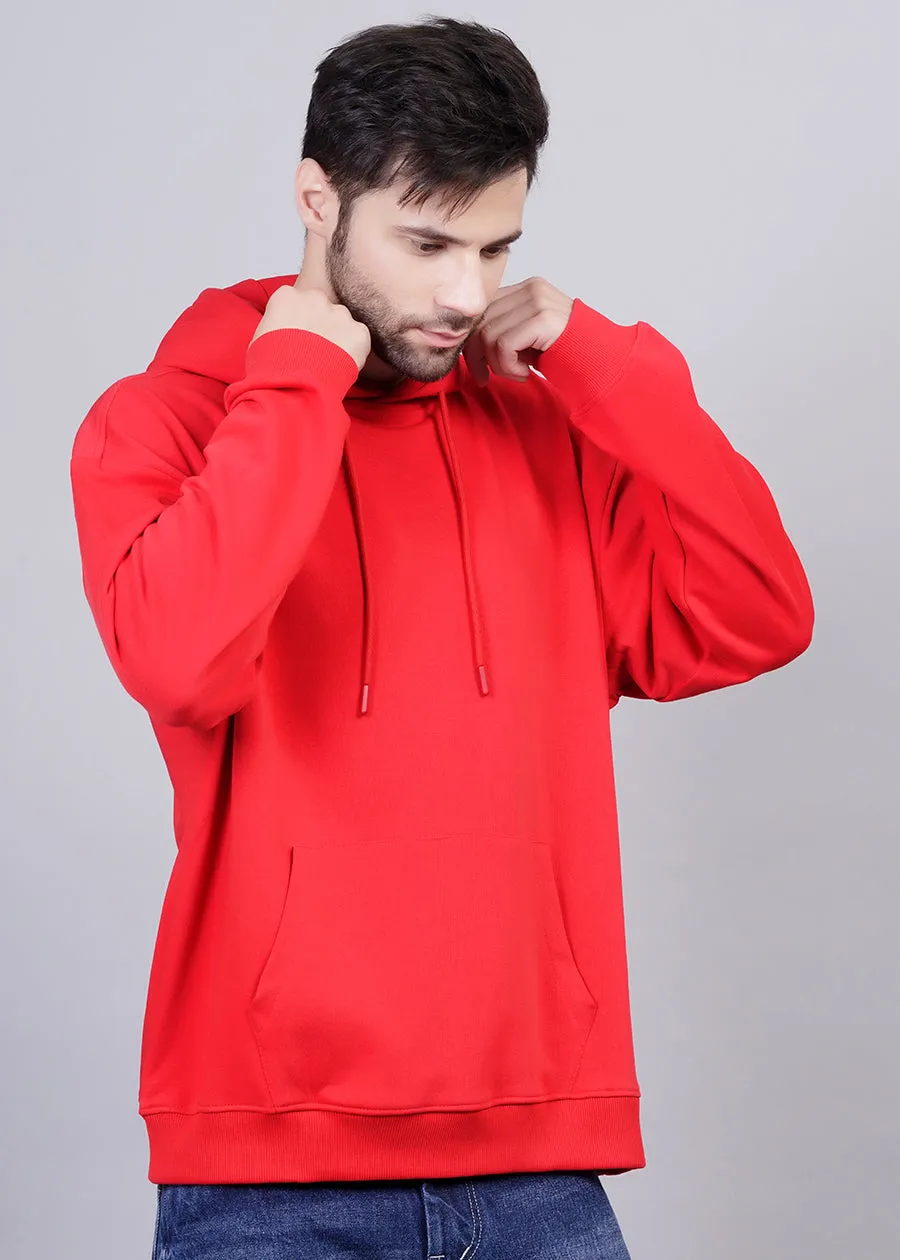 Solid Men Drop Shoulder Premium Terry Hoodie - Candy Red