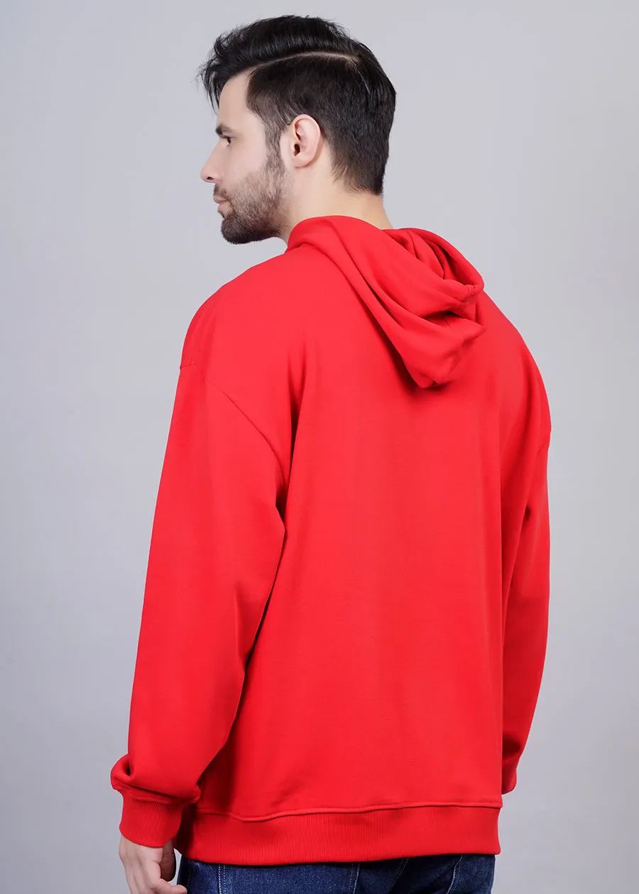 Solid Men Drop Shoulder Premium Terry Hoodie - Candy Red