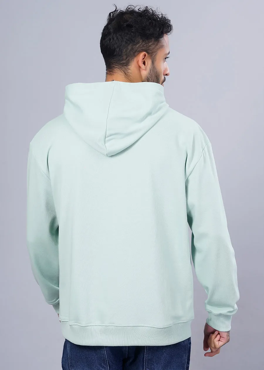 Solid Men Drop Shoulder Premium Terry Hoodie - Mint Green