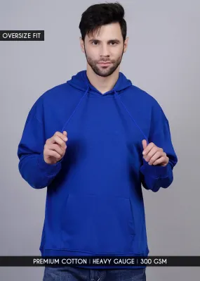 Solid Men Drop Shoulder Premium Terry Hoodie - Royal Blue