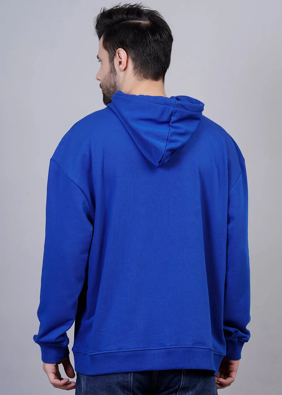 Solid Men Drop Shoulder Premium Terry Hoodie - Royal Blue