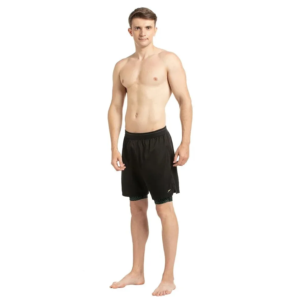 Speedo Men's Multi Sport 17inch Water short (Black/Green Glow/Rose Gold)