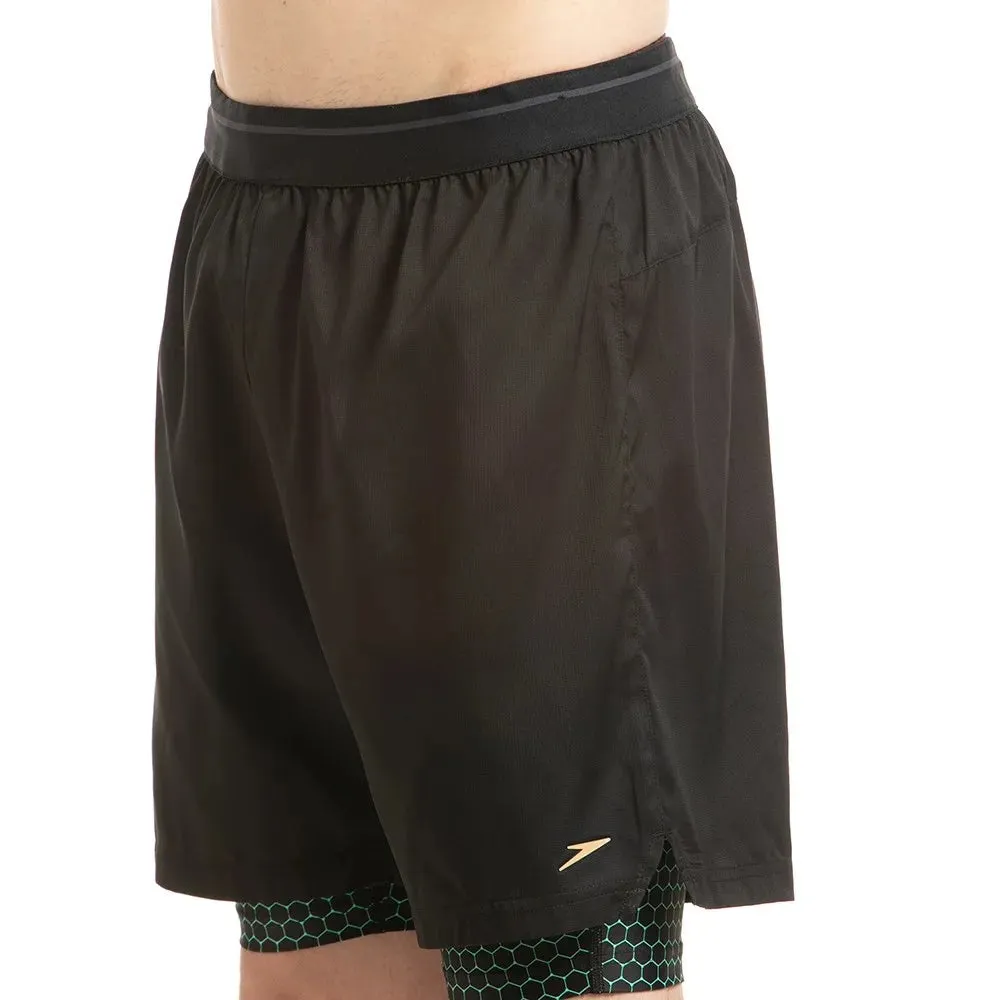 Speedo Men's Multi Sport 17inch Water short (Black/Green Glow/Rose Gold)