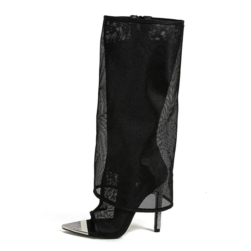 Stacy Mesh Overlay Knee-High Boot