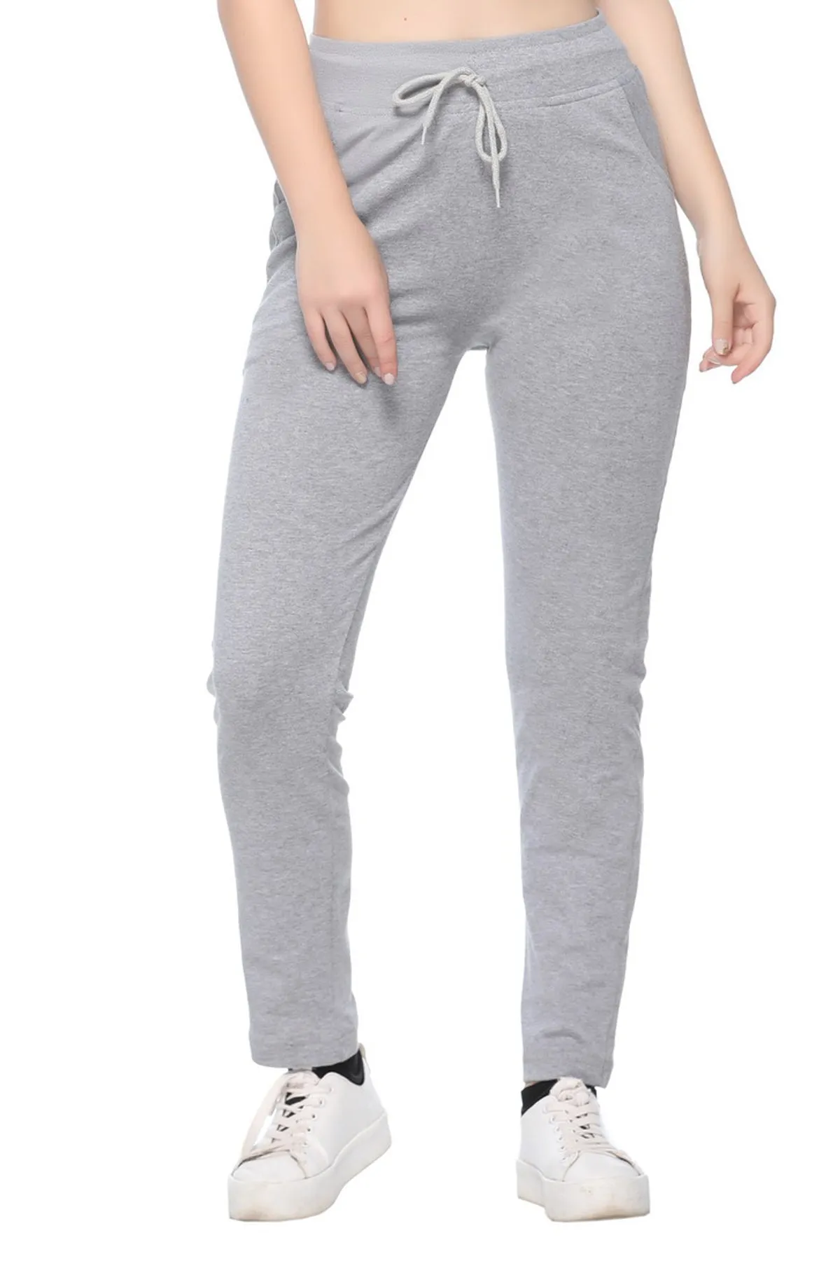 Stretchable Track Pants For Women - Cotton Lycra Activewear - Pack of 2 (Grey & Maroon)