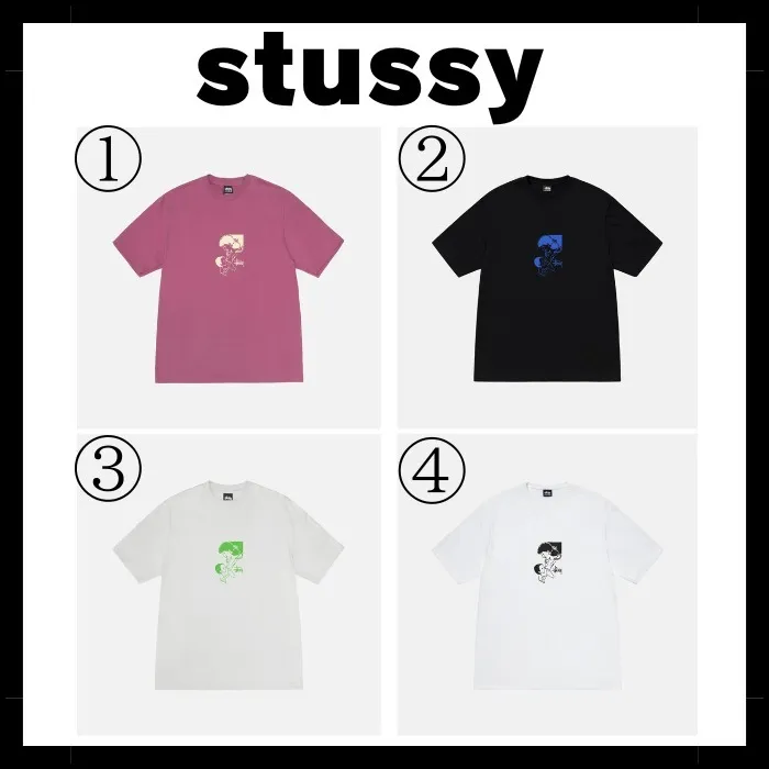 STUSSY  |Crew Neck Pullovers Unisex Street Style Cotton Short Sleeves