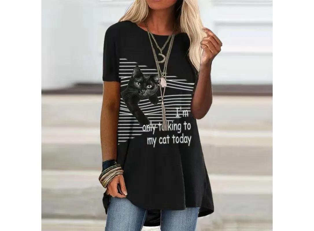 T-shirt For Women Vintage O Neck Short Sleeve Top Ladies Casual Pullovers Female