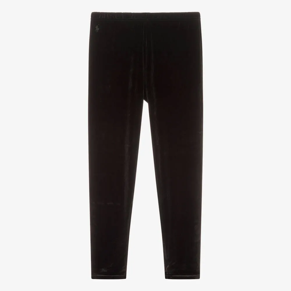 Teen Girls Black Velour Leggings