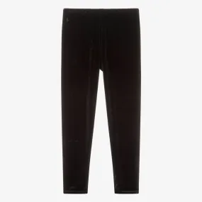 Teen Girls Black Velour Leggings