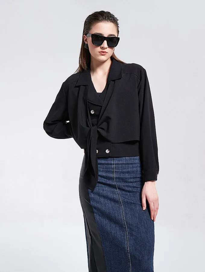 Two-Piece Knotted Short Blazer