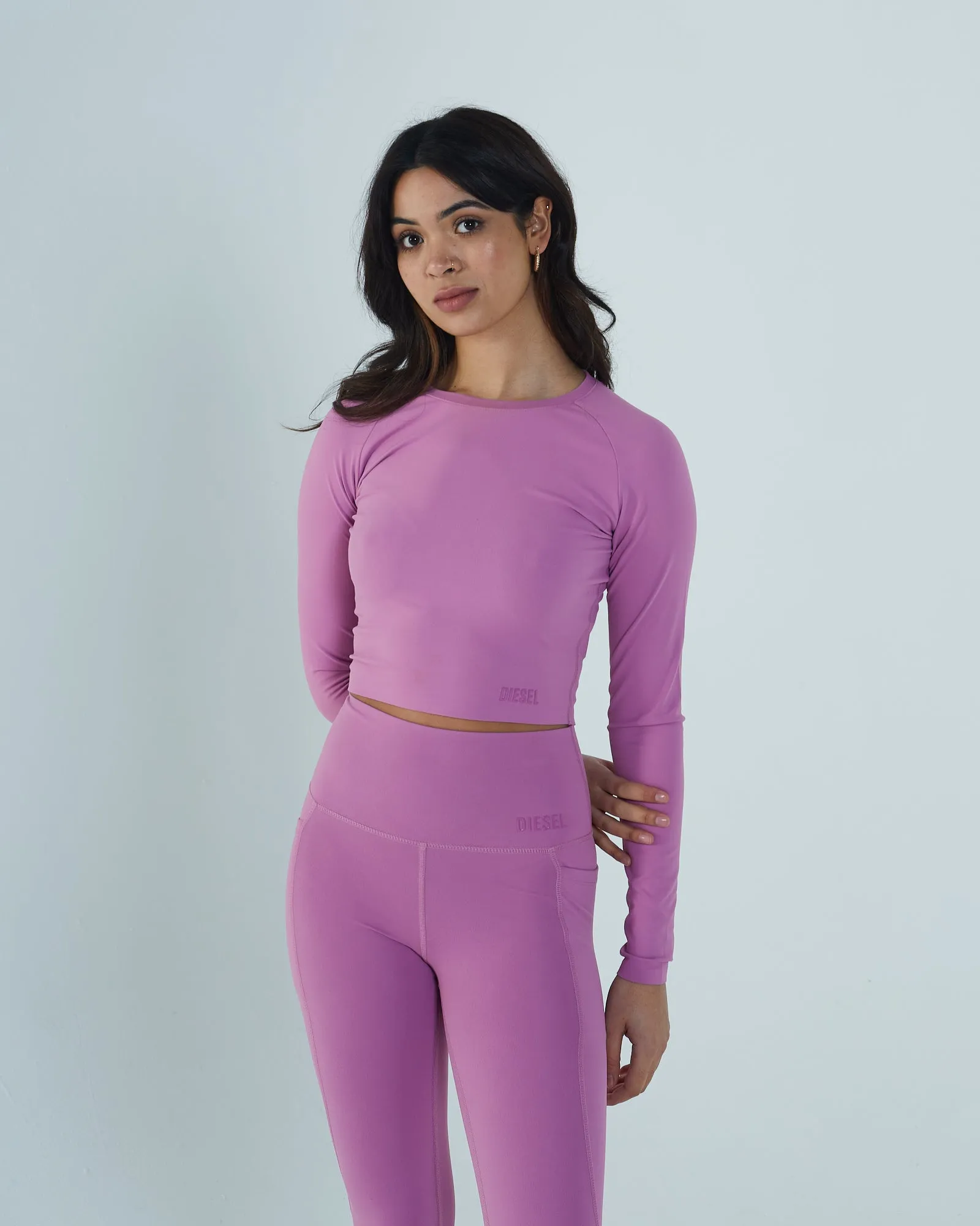 Una Crop Long Sleeve Top Purple Orchid