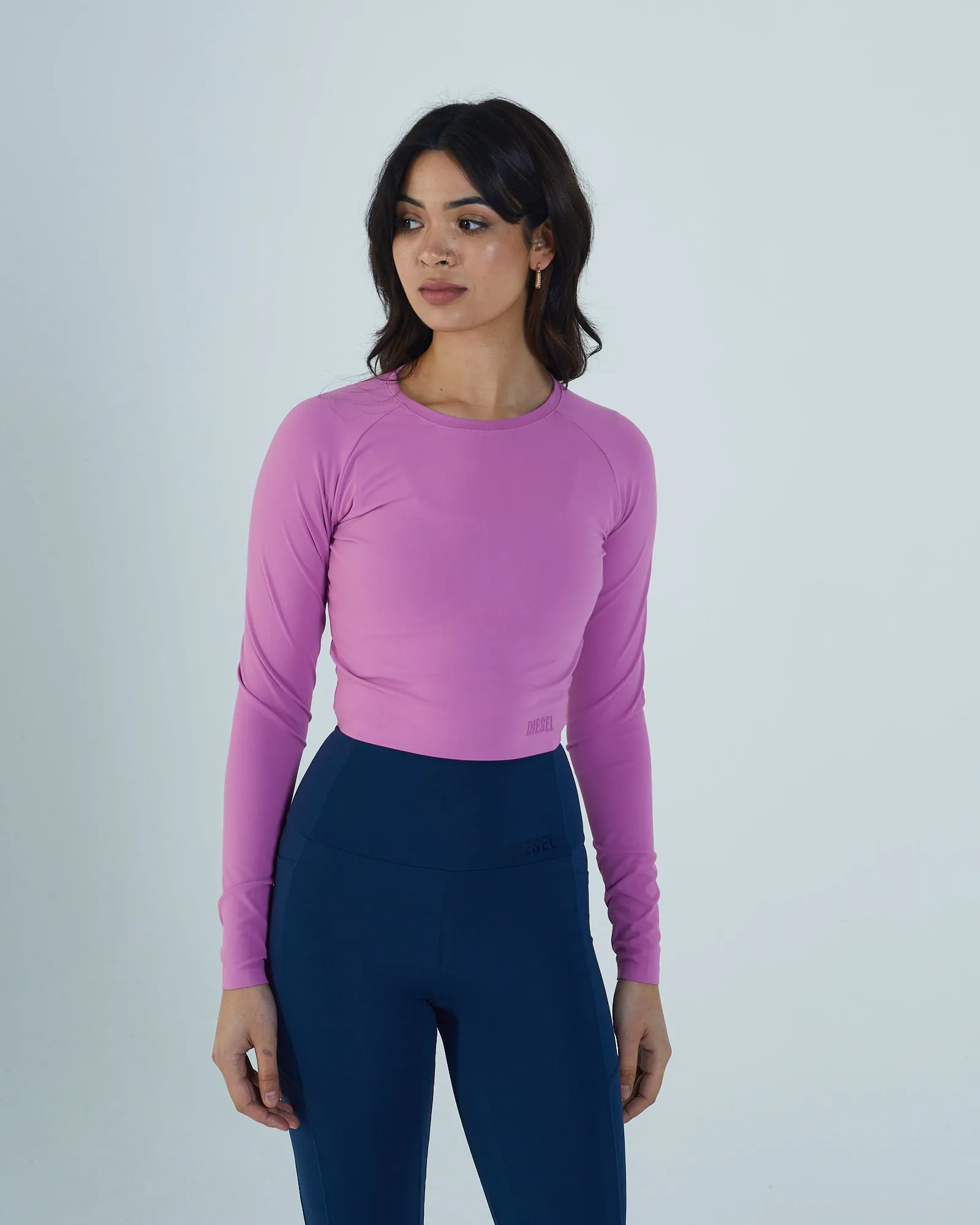 Una Crop Long Sleeve Top Purple Orchid