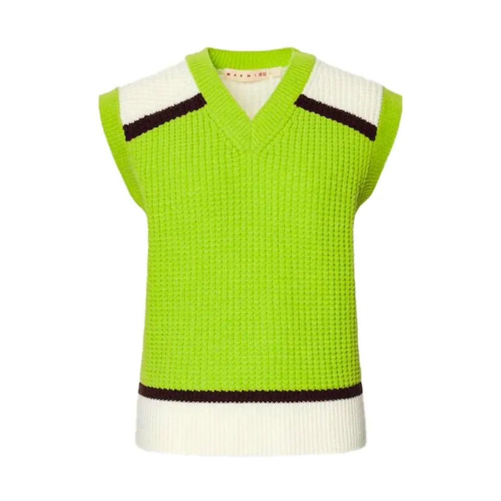 Uniqlo Marni Popcorn Knitted V Neck Vest Green