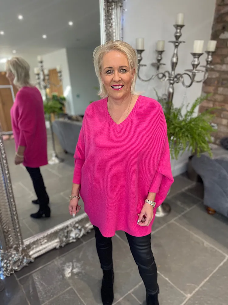 V Neck Ribbed Jumper Angela