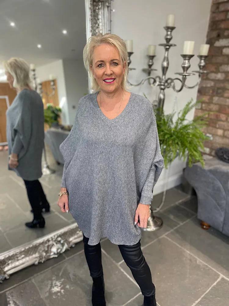 V Neck Ribbed Jumper Angela