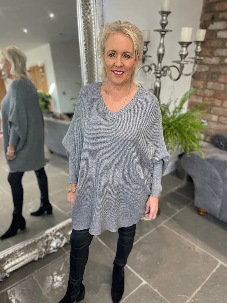 V Neck Ribbed Jumper Angela