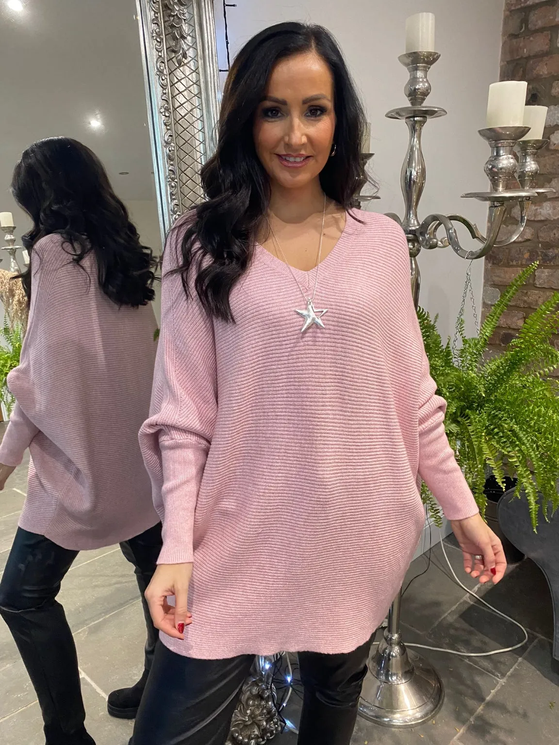 V Neck Ribbed Jumper Angela