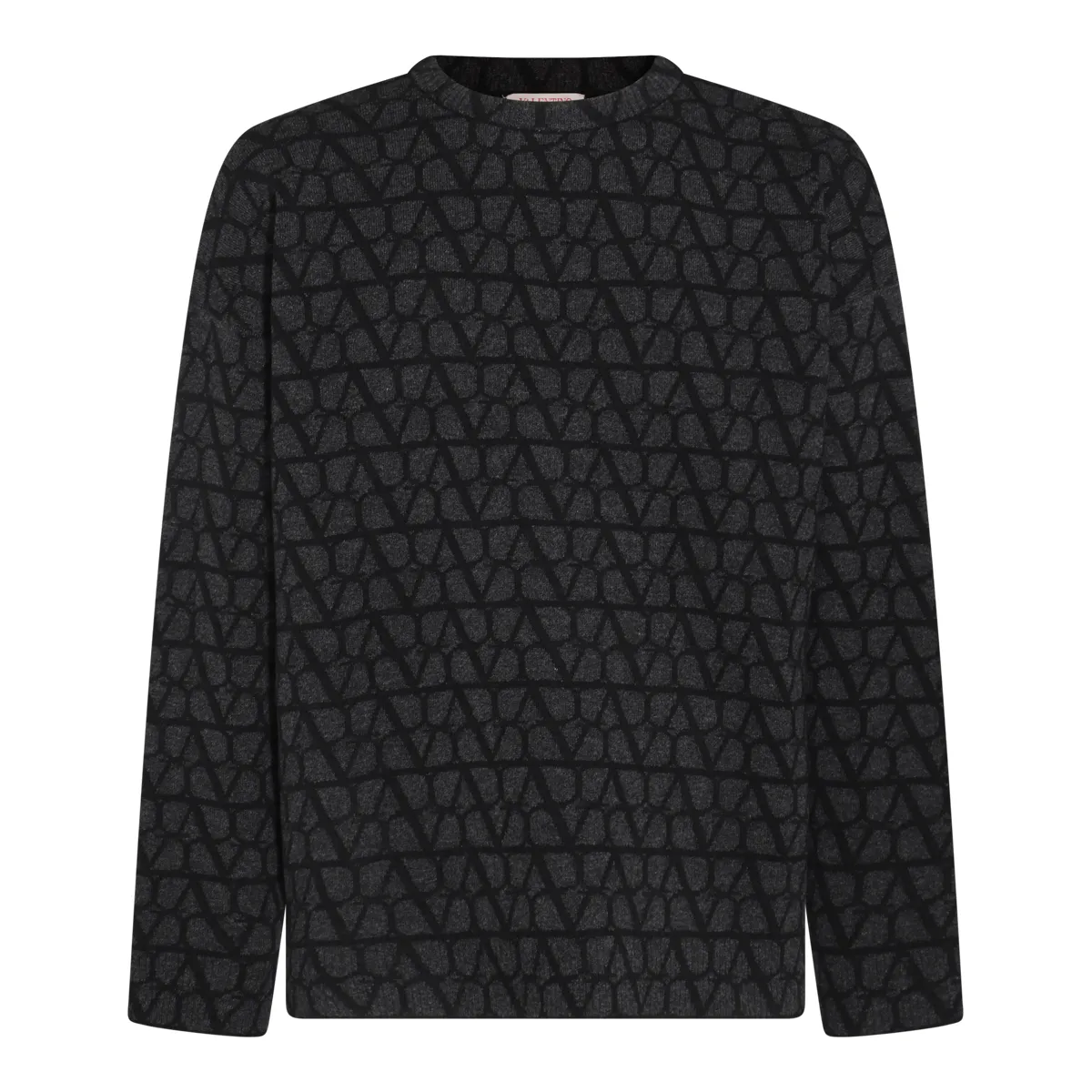 VALENTINO  |Crew Neck Pullovers Monogram Wool Long Sleeves Plain