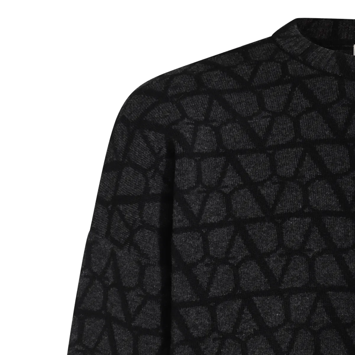 VALENTINO  |Crew Neck Pullovers Monogram Wool Long Sleeves Plain