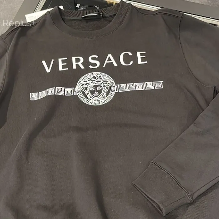 VERSACE  |Crew Neck Pullovers Unisex Street Style Long Sleeves Plain