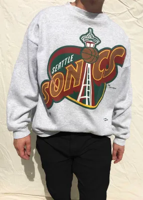 Vintage '94 NBA Logo 7 Seattle Supersonics Sweater Grey (XXL)