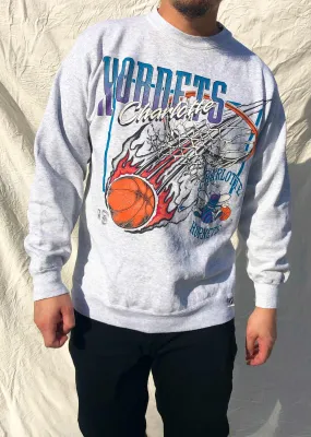 Vintage Logo 7 90's NBA Charlotte Hornets Sweater Grey (L)