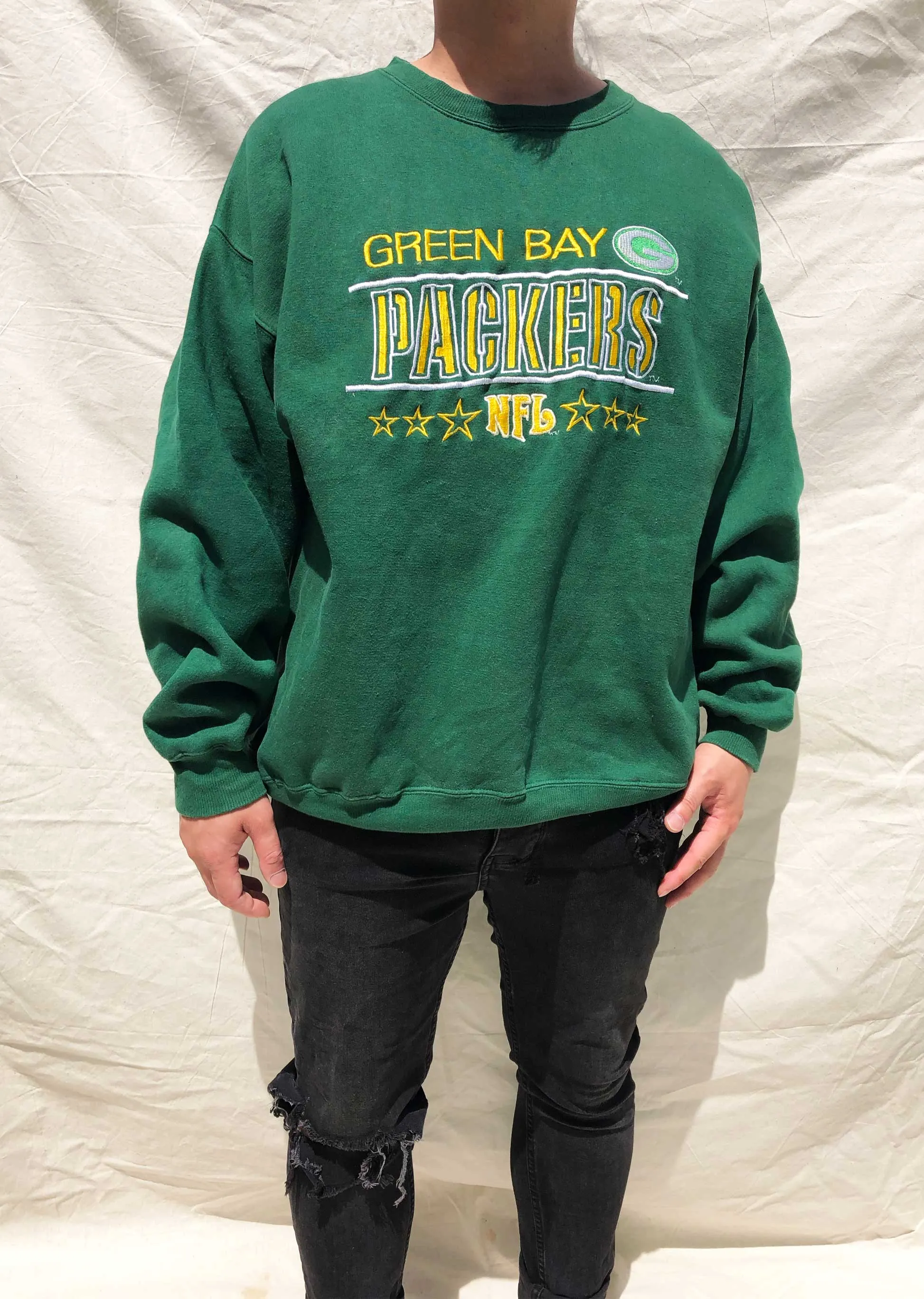 Vintage Majestic NFL Green Bay Packers Embroidered Sweater Green (XL)