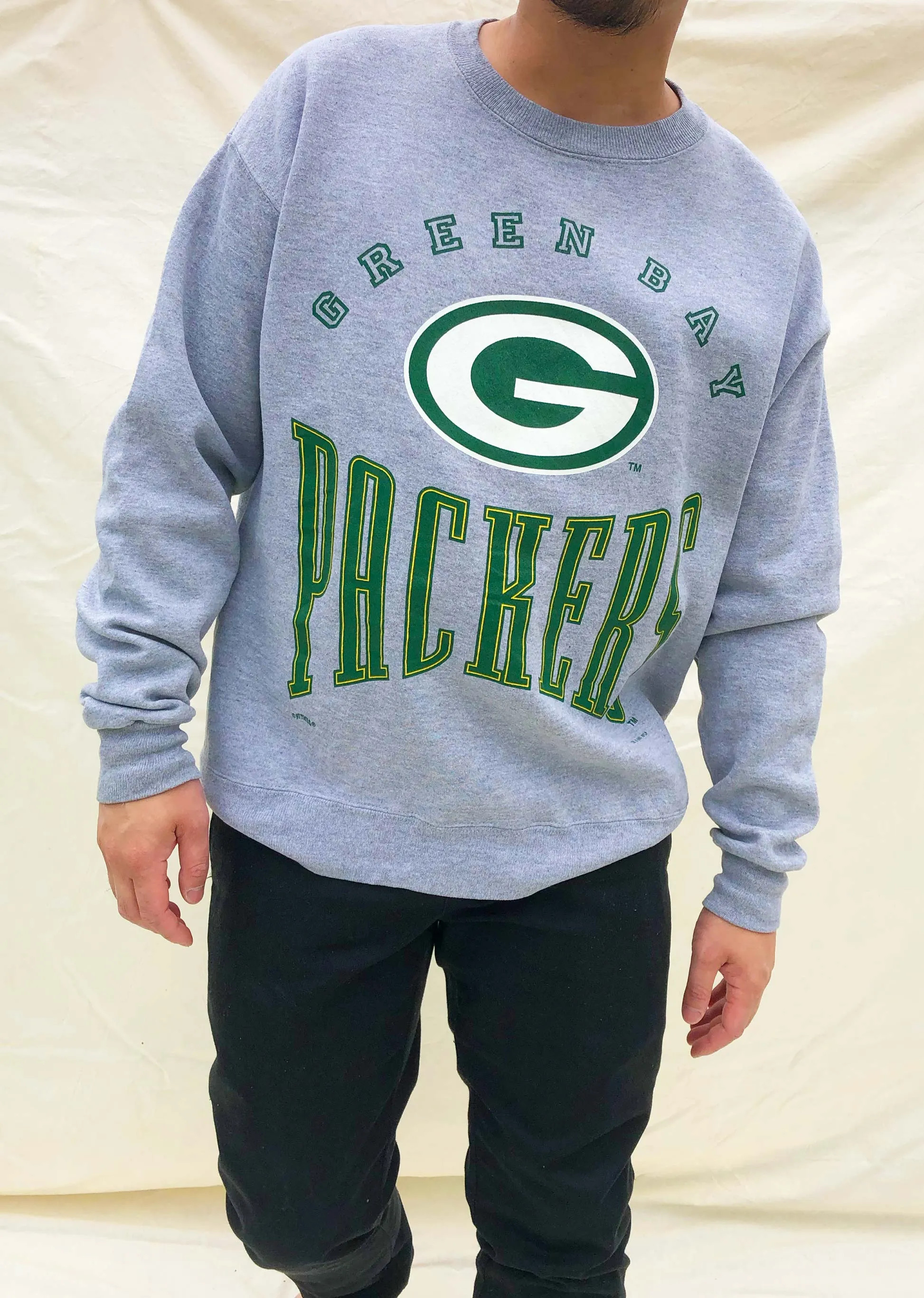 Vintage NFL Green Bay Packers '95 Lee Sport x Nutmeg Mills Sweater Grey (L)