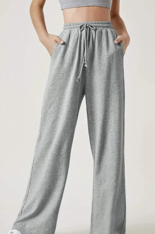 Wide Leg Drawstring Waist Pants